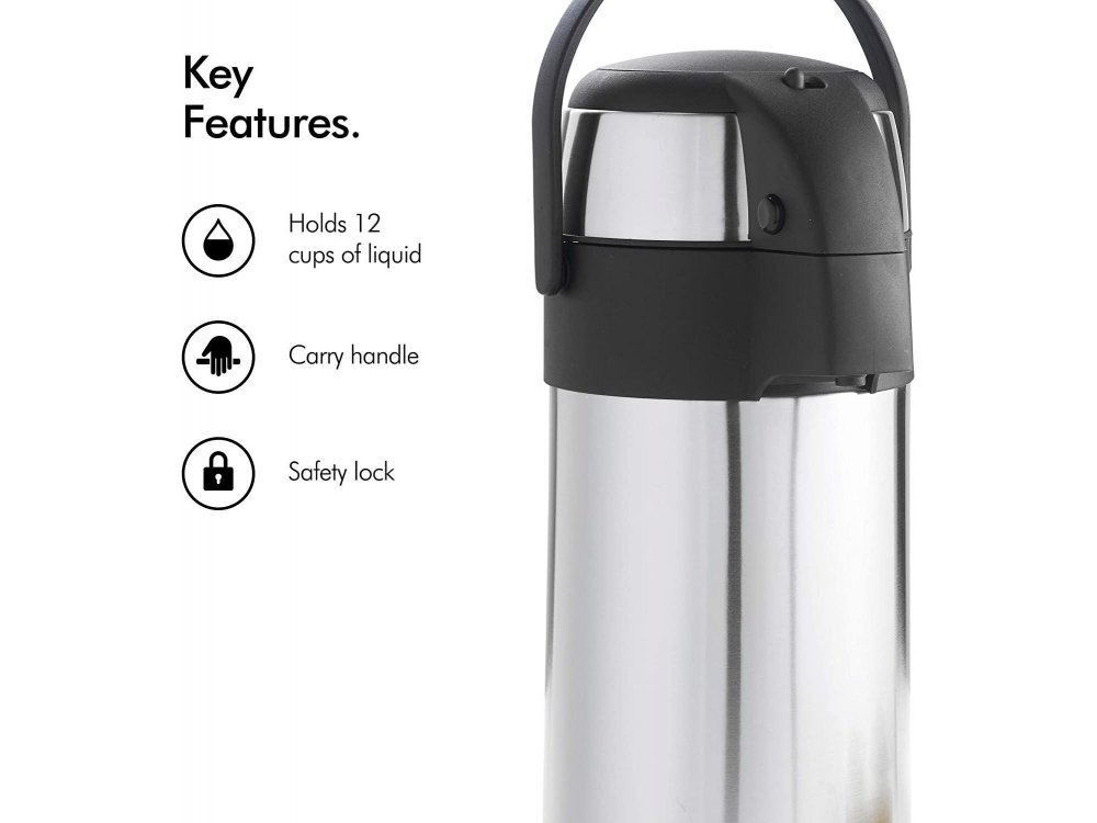 VonShef Air Flask 3 Λίτρων με Αντλία, Safety Lock & Λαβή - 07/176