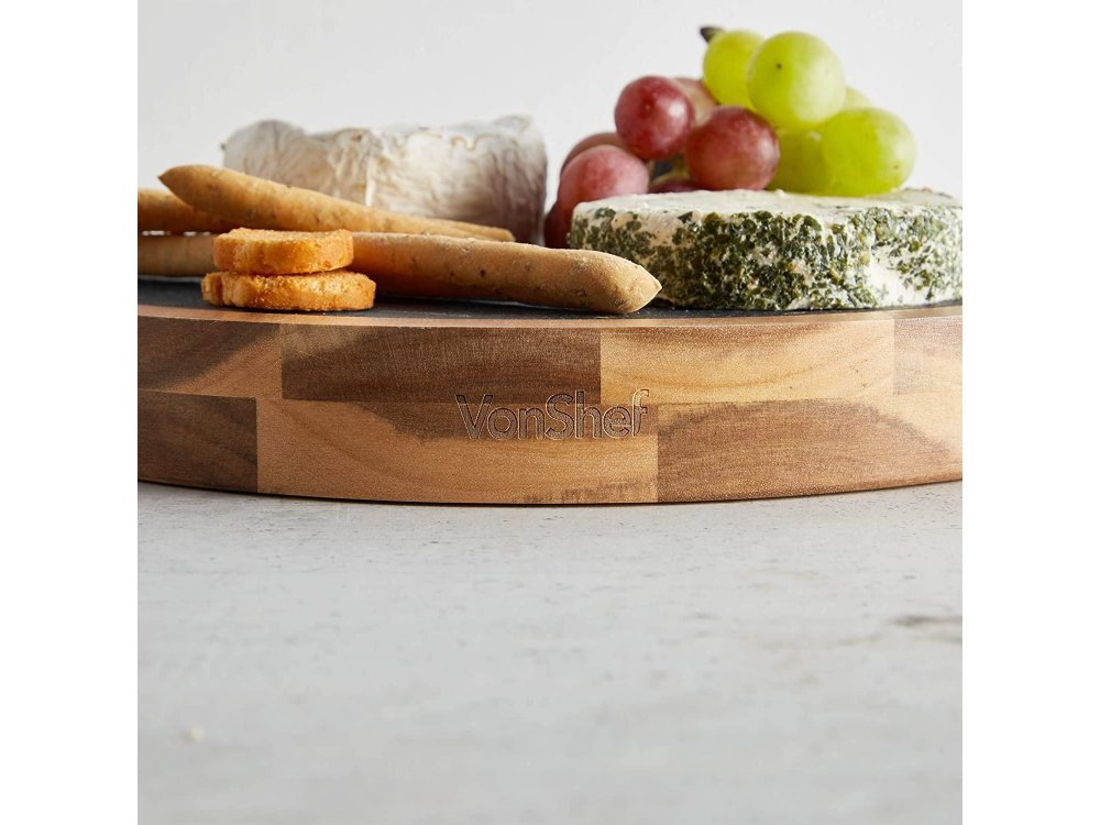 VonShef  Round Cheese Board & Knife Set from Acacia  - 1000200