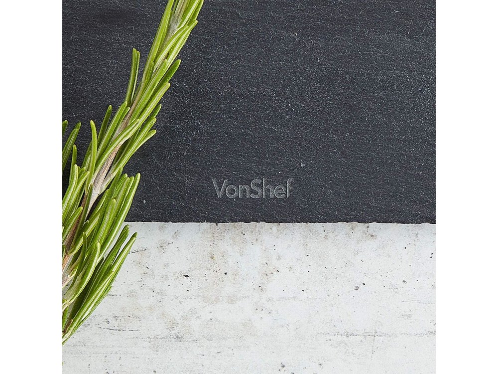 VonShef Slate Serving Tray Set, Set of 6 – Natural Edge Cheese Boards/Platters/Plates, 22cm x 16cm - 1000114