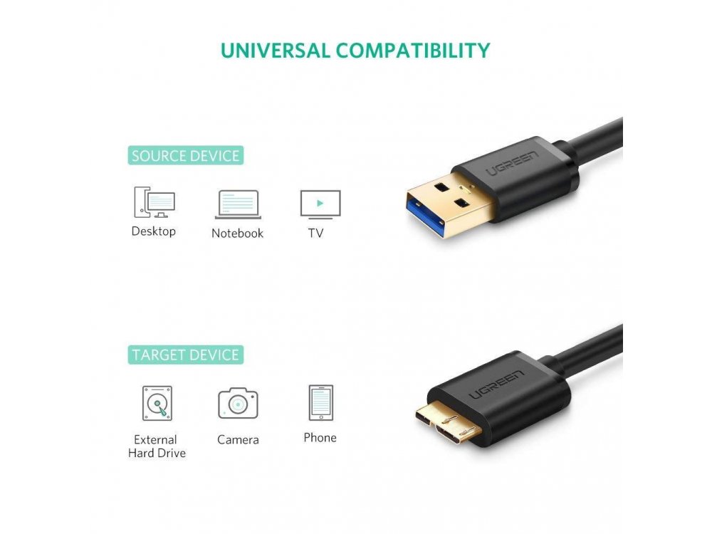 Ugreen USB 3.0 Cable σε Micro-B (USB 3.0 B) 1μ. Καλώδιο εξωτερικού σκληρού δίσκου - 10841