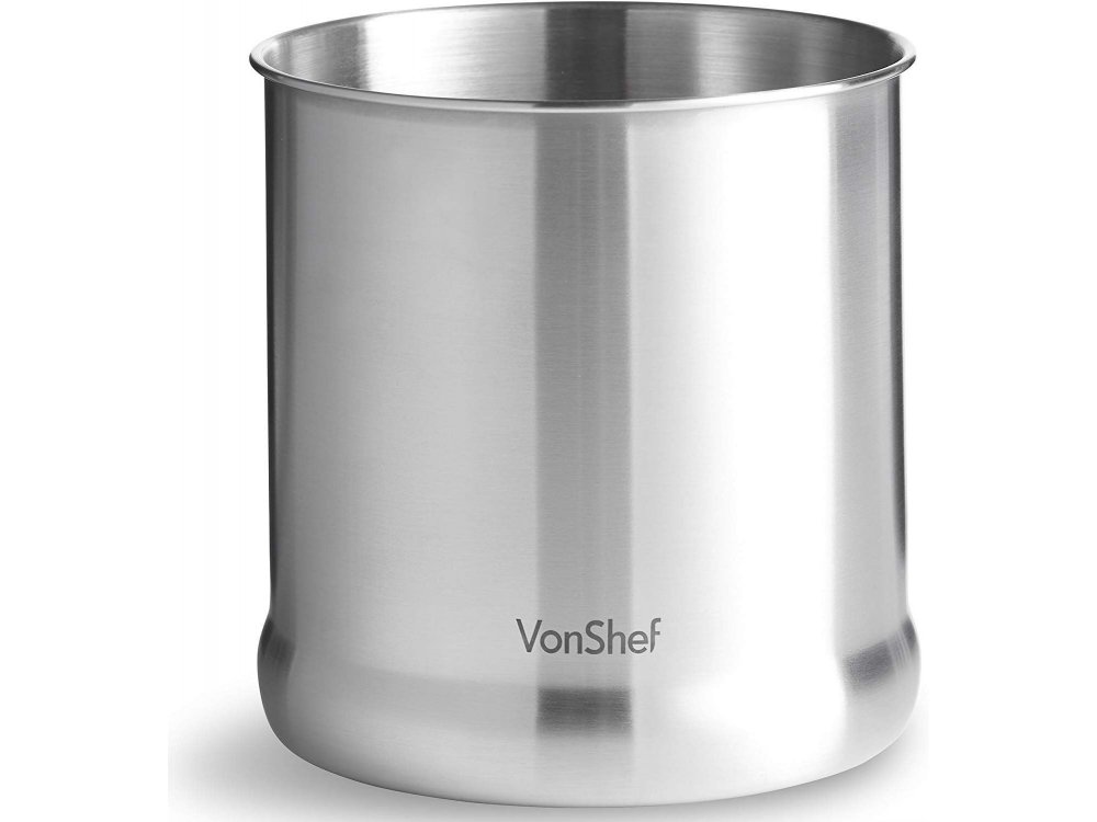 VonShef Kitchen Utensil Holder Pot, 18cm x 18cm, Stainless Steel,up to 20pcs. capacity - 07/143