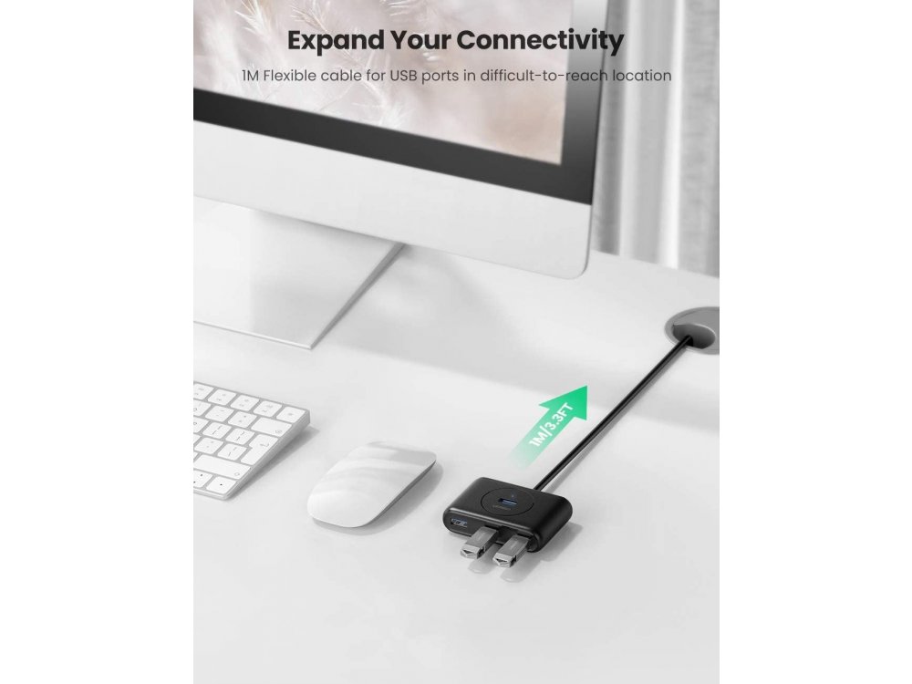Ugreen Slim USB 3.0 4 Port Data Hub, με καλώδιο 0,5μ. - 20290