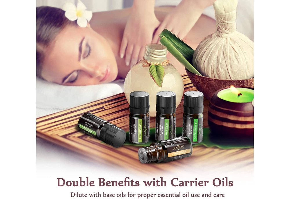 Anjou Essential Oils - Set of 12 * 5ml, 100% pure oils, Aromatherapy,  preservative-free