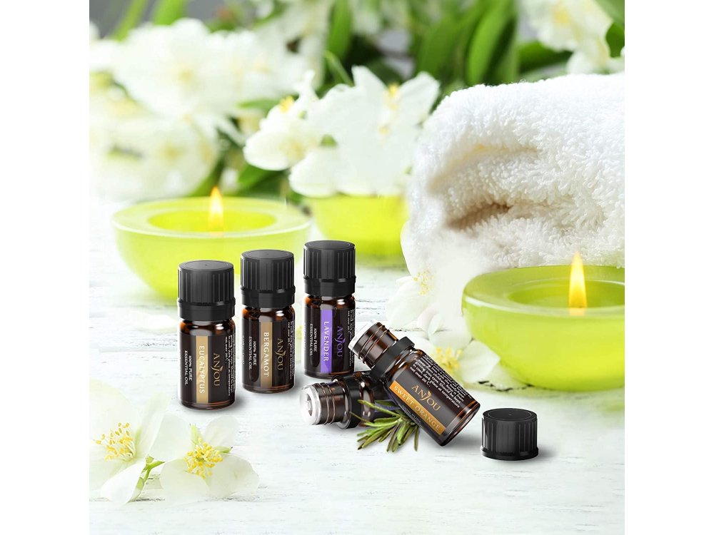 Anjou Essential Oils - Set of 12 * 5ml, 100% pure oils, Aromatherapy,  preservative-free