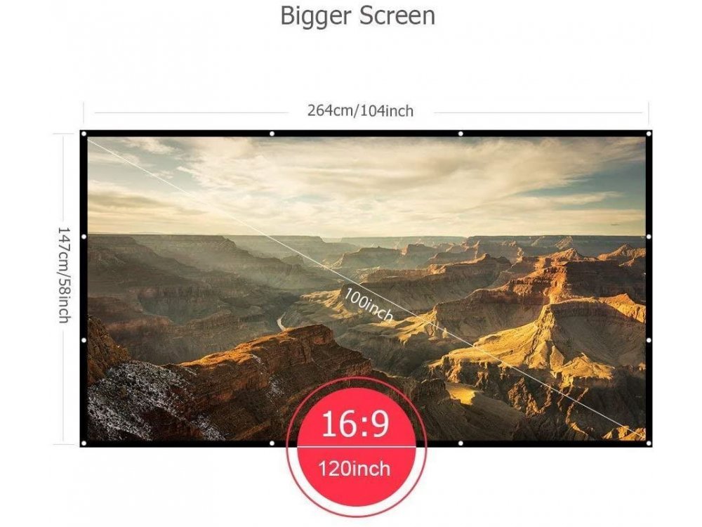 VANKYO PS04-1 Projector Screen 100'', 264x147cm, 16:9, Οθόνη προβολέα, Αναδιπλούμενη