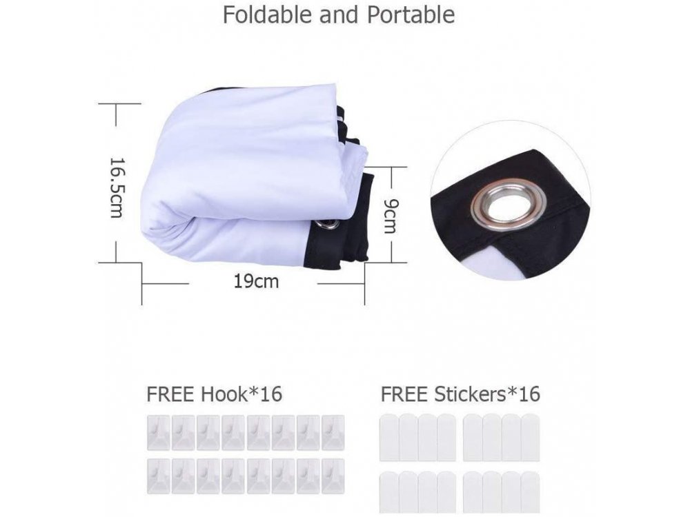 VANKYO PS04-1 Projector Screen 100'', 264x147cm, 16:9, Οθόνη προβολέα, Αναδιπλούμενη