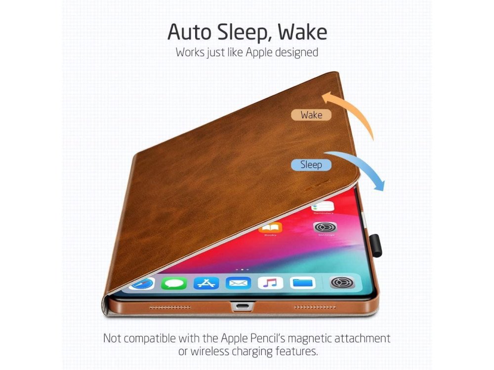 ESR Simplicity Pencil iPad Pro 2018 11" Θήκη με Auto Sleep/Wake, Stand, Book Cover, Brown