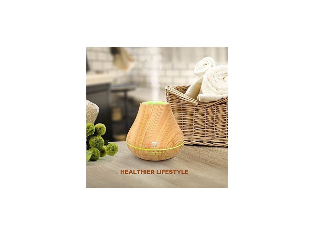 TaoTronics TT-AD004 400ml, Oil Diffuser Συσκευή Αρωματοθεραπείας, Adjustable 7 Color, Timer & Auto Shut-Off, Light Wood