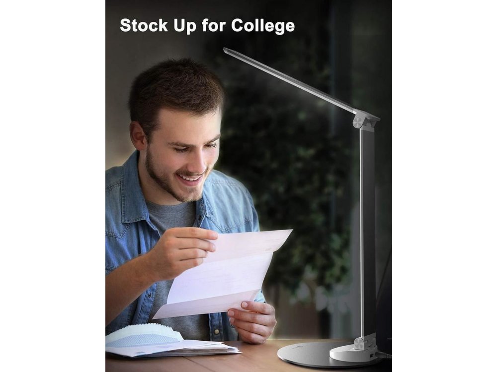 TaoTronics TT-DL19 LED Desk Lamp with Touch Control & USB port, 5 Color Modes, 5 Brightness Levels, Black