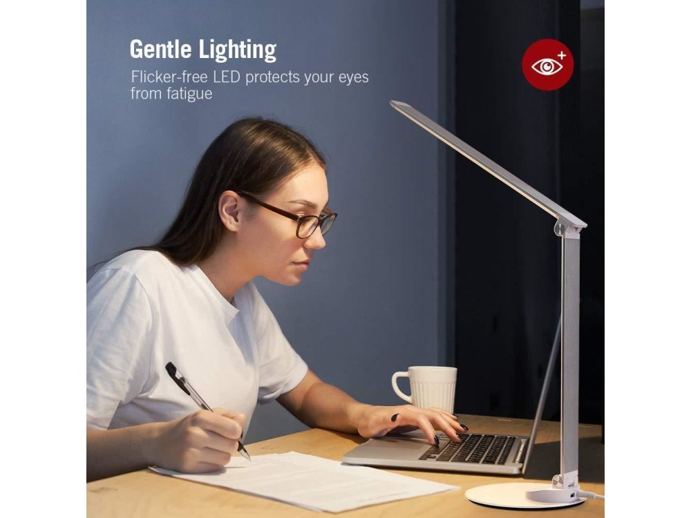 TaoTronics TT-DL19 LED Desk Lamp with Touch Control & USB port, 5 Color Modes, 5 Brightness Levels, Black