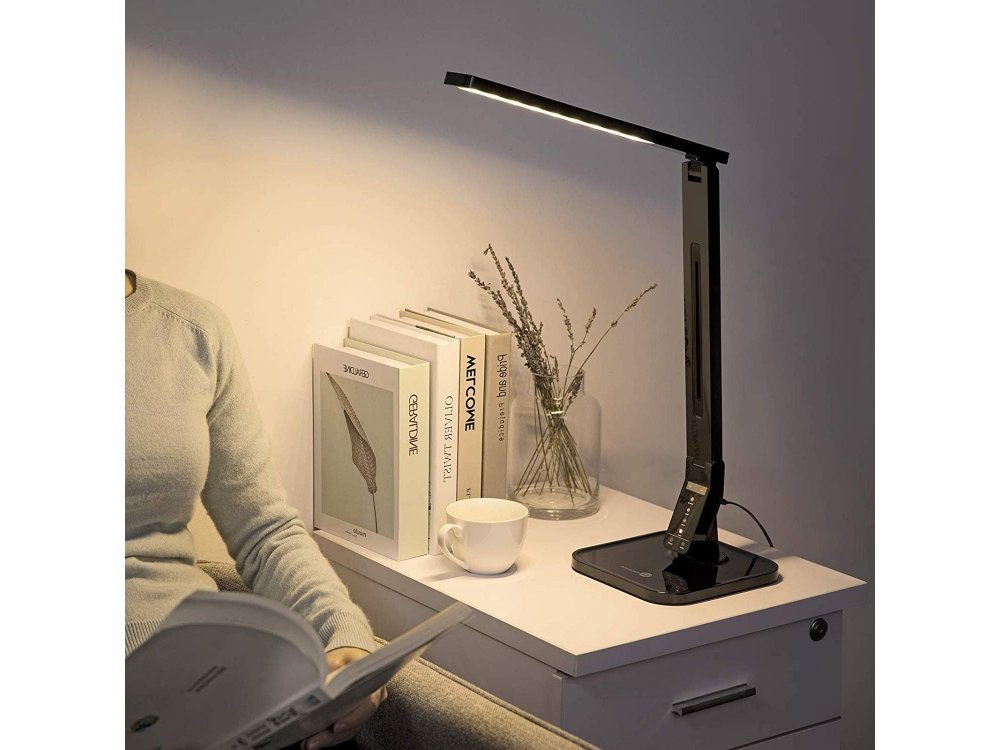 TaoTronics TT-DL01 Touch control Desk lamp with  USB port, 4 Color Modes, 5 Brightness Levels, Timer, Night Light, Black