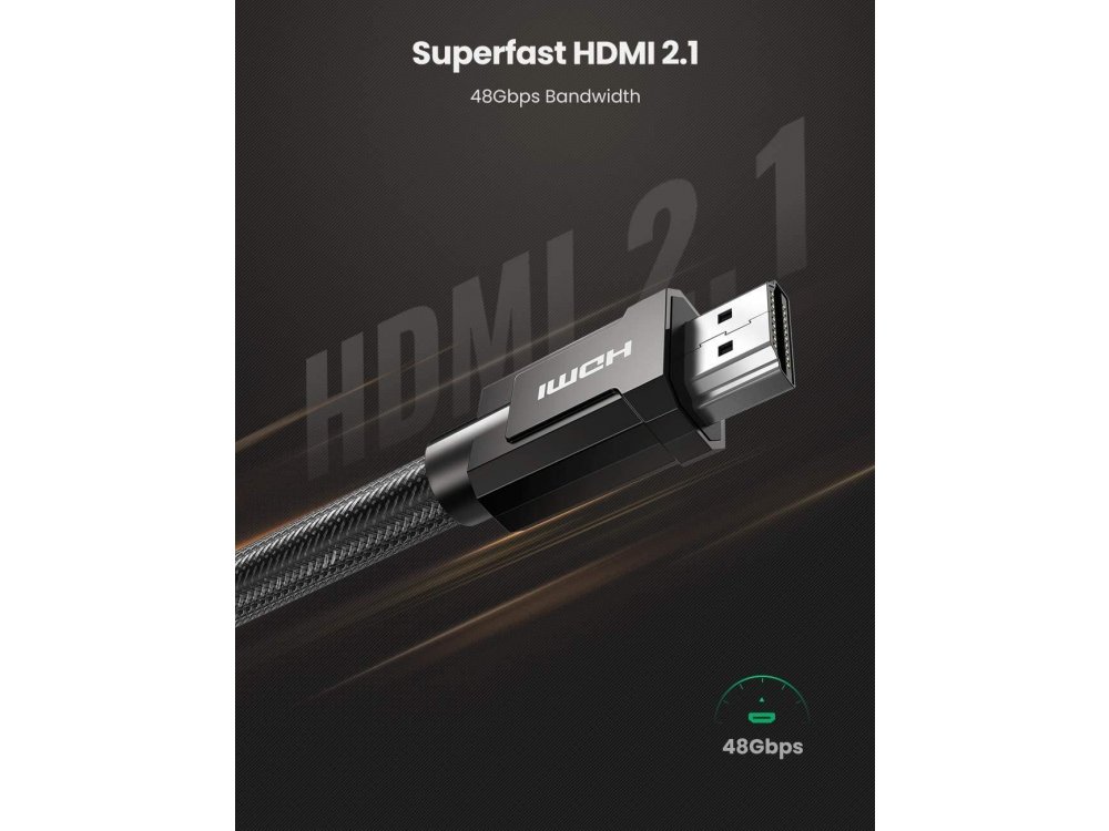 Ugreen HDMI v2.1 8Κ@60Hz, eARC, 48Gbps, HDR, Καλώδιο με Νάυλον Ύφανση, 2μ. - 70321