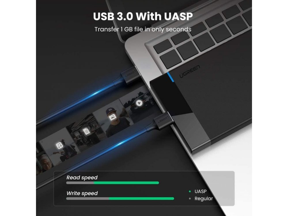 Ugreen External Hard Drive Enclosure USB 3.0 to SATA III Adapter, Case for 2.5" SATA external hard drive - 30848