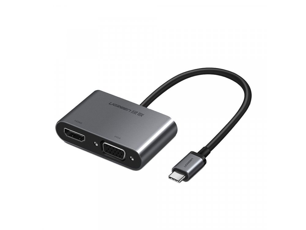 Ugreen USB-C to VGA+HDMI 4K Adapter με PD 100W (Thunderbolt 3 / HDMI 2.0), Ασημί - 50505