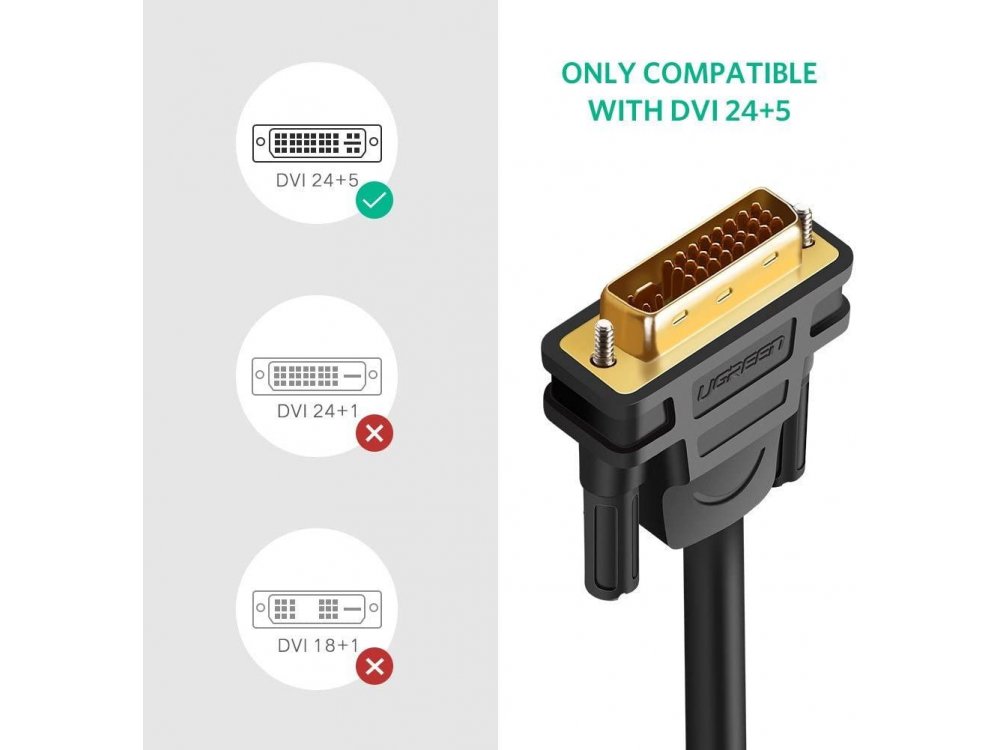 Ugreen DVI (24+5) σε VGA Καλώδιο Επιχρυσωμένο 3μ. - 11618
