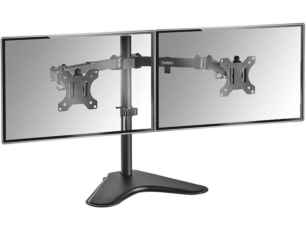 VonHaus Dual Arm Desk Mount με βάση, Βάση για 2 Οθόνες 13”-32”, έως 16kg, Επικλινόμενη & Περιστρεφόμενη - 05/117