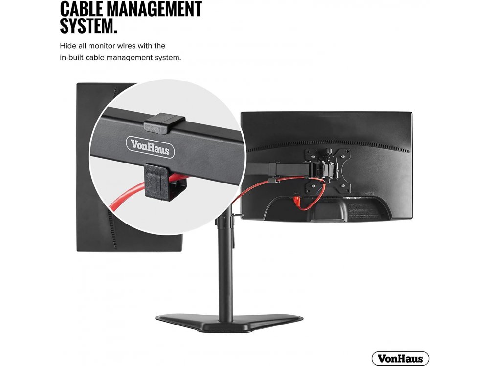 VonHaus Dual Arm Desk Mount με βάση, Βάση για 2 Οθόνες 13”-32”, έως 16kg, Επικλινόμενη & Περιστρεφόμενη - 05/117