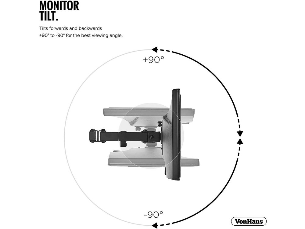 VonHaus Dual Arm Desk Mount, Stand for dual screen display 13”-32”, up to 16kg, Tilt & Swivel - 05/117