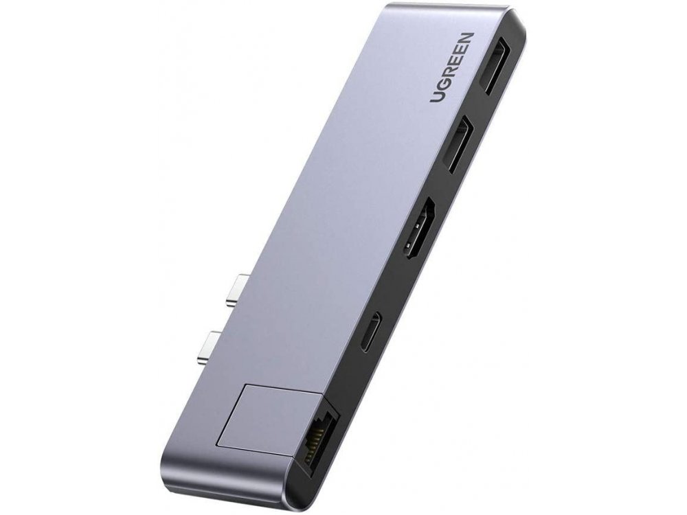 Ugreen 5-in-2 Type-C Pro Hub 8K Thunderbolt for Macbook Pro/Air 100W, 4K HDMI + 2*USB3.0 Ports + Ethernet - 50984