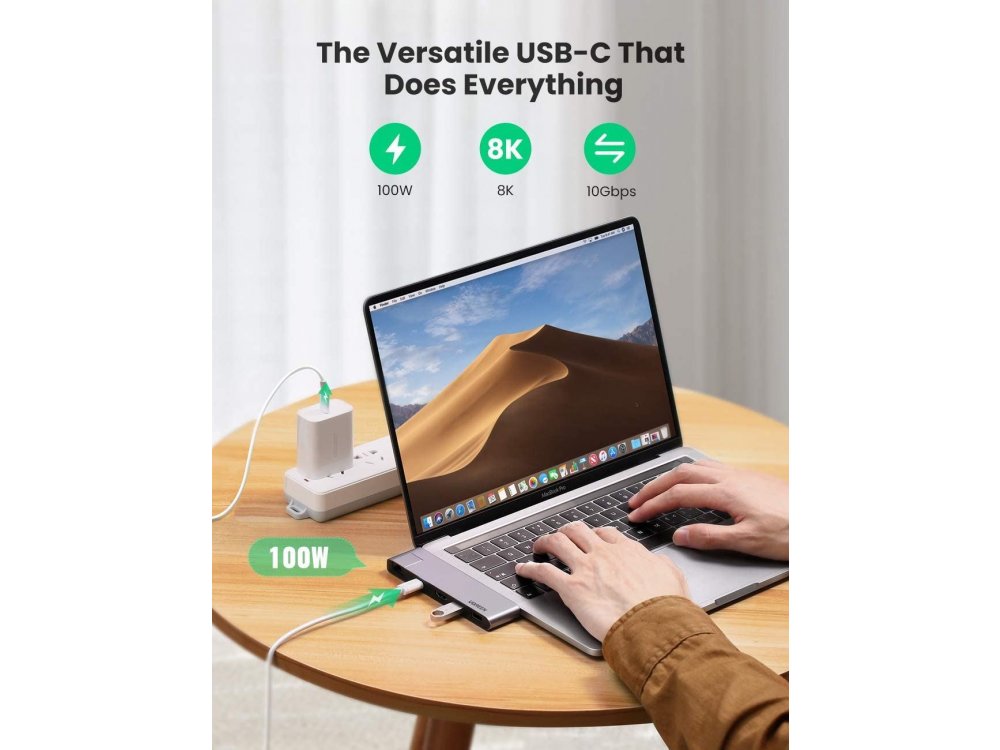 Ugreen 5-in-2 Type-C Pro Hub 8K Thunderbolt για Macbook Pro/Air 100W, 4K HDMI + 2*USB3.0 Θύρες + Ethernet - 50984