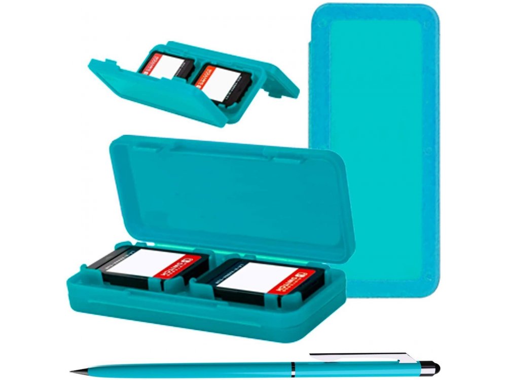 Orzly Nintendo Switch Lite Accessories Bundle - 2x Glass Screen Protector, καλώδιο USB, θήκη μεταφοράς,Cards κ.α. Turquoise Blue