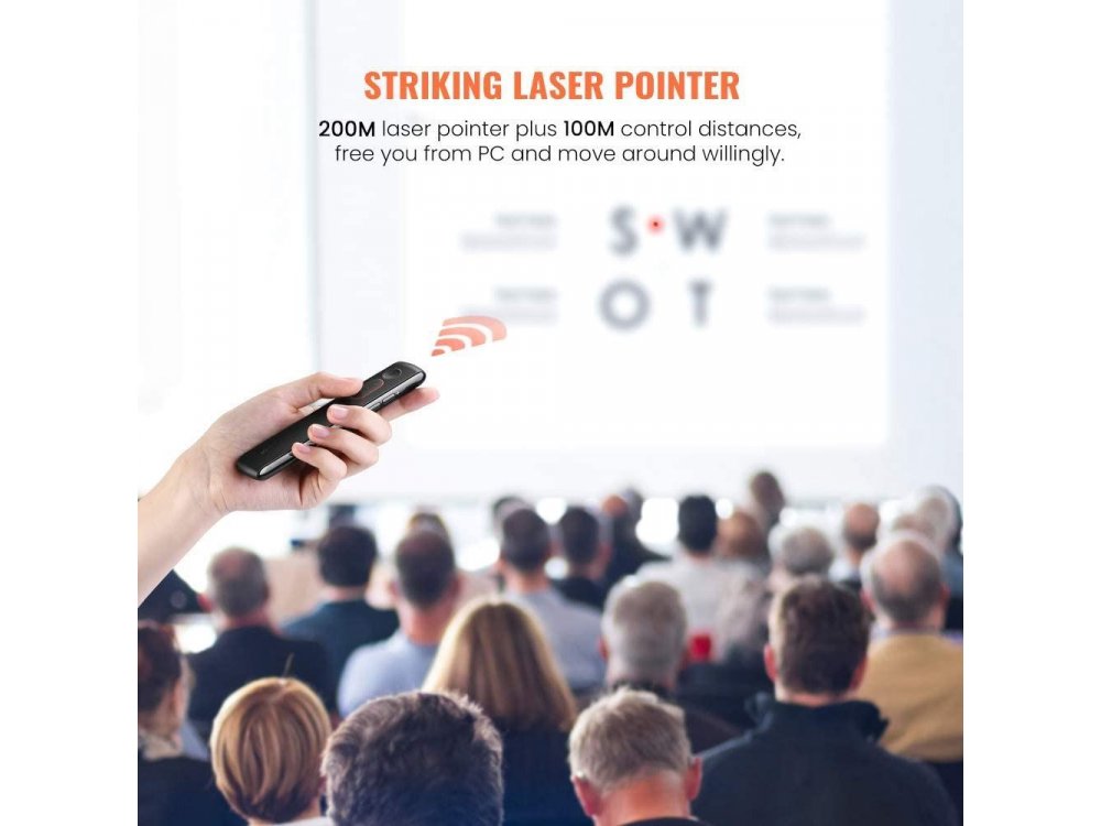 Ugreen Presenter, Laser Pointer Wireless Presentation Remote for PC/MAC, Black - 60327