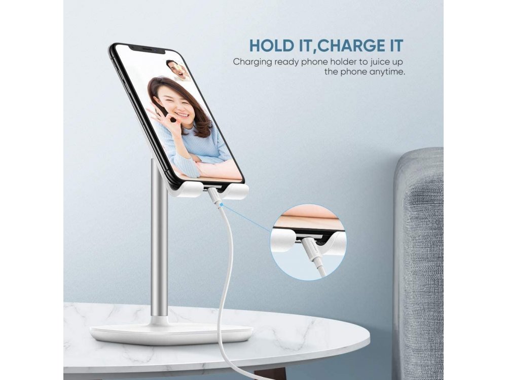 Ugreen Desktop Bracket Holder, Βάση / Stand τοποθέτησης Κινητού/Tablet, Λευκό / Ασημί - 60343