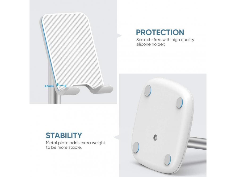 Ugreen Desktop Bracket Holder, Βάση / Stand τοποθέτησης Κινητού/Tablet, Λευκό / Ασημί - 60343
