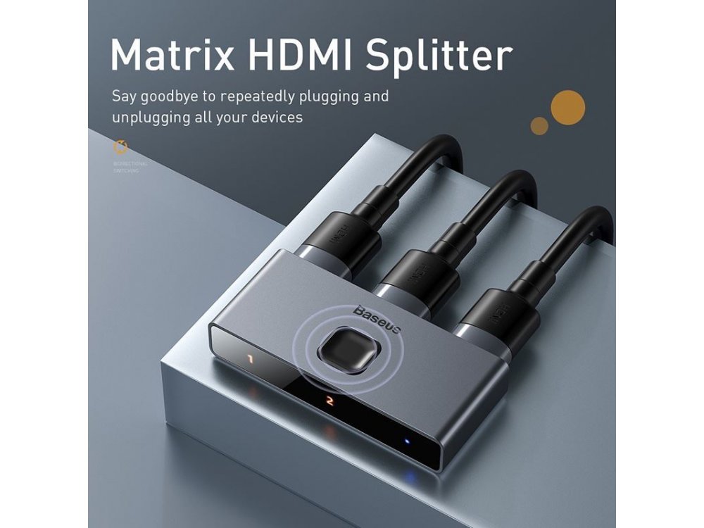 Baseus Matrix HDMI 2-1 Switch/Splitter 4K Bidirectional - CAHUB-BC0G