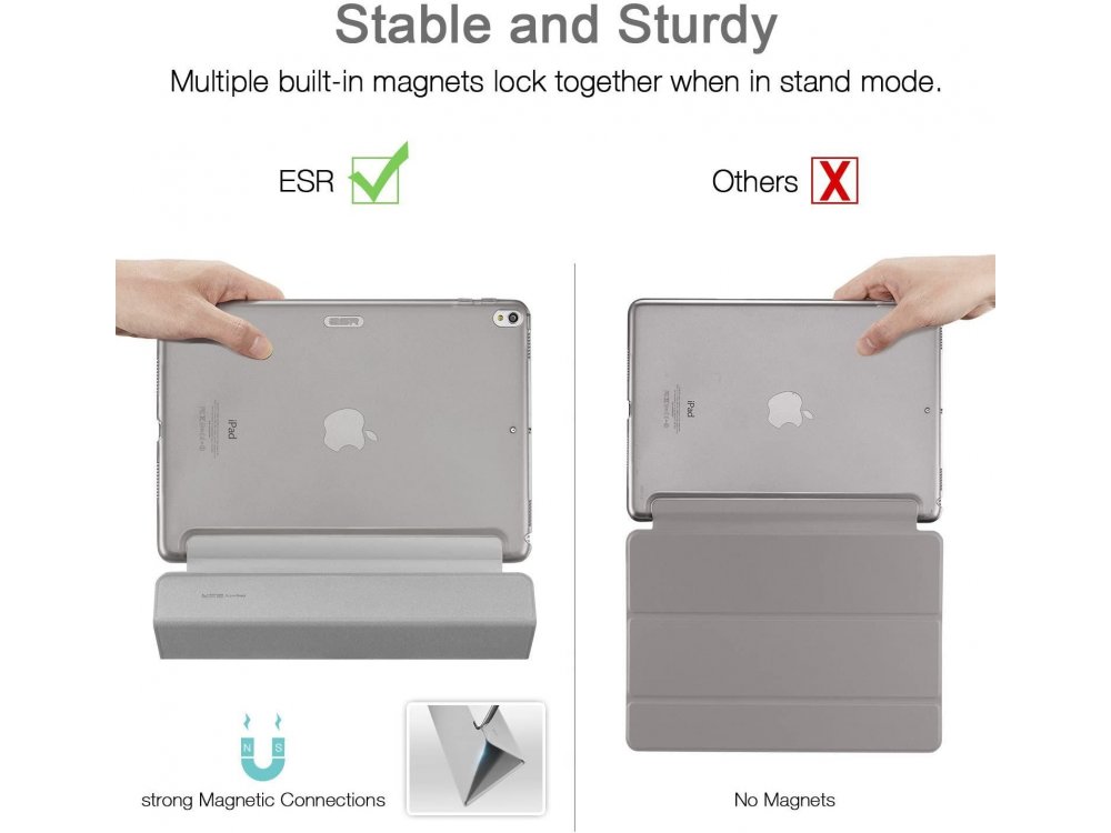 ESR iPad Air 3rd Gen 2019 10.5" Yippee Trifold Θήκη με Auto Sleep/Wake, Stand, Hard Back Cover, Silver Gray