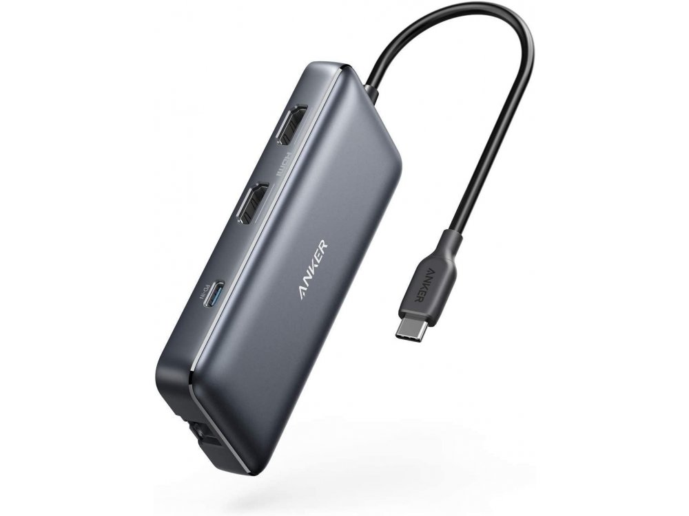 Anker 8-in-1 Premium USB C Data Hub - HDMI/4K*2 + LAN*1 + USB3.0*2 + SD/Micro SD Card reader*1 + 100W PD Charging*1 - A83800A1