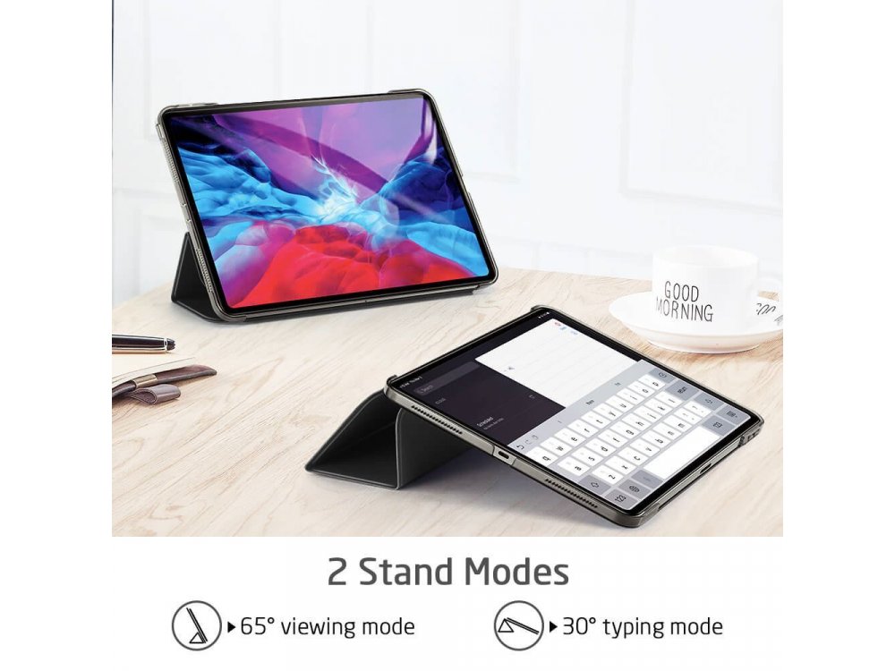 ESR Yippee iPad Pro 2020 / 2018 12.9" Trifold Θήκη με Μαγνητικό κλιπ, Auto Sleep/Wake, Stand, Hard Back Cover, Μαύρη