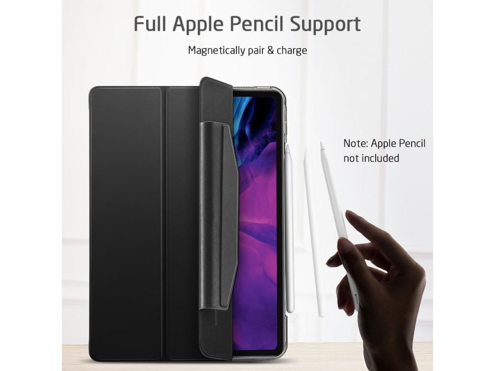 ESR Yippee iPad Pro 2020 / 2018 12.9" Trifold Θήκη με Μαγνητικό κλιπ, Auto Sleep/Wake, Stand, Hard Back Cover, Μαύρη