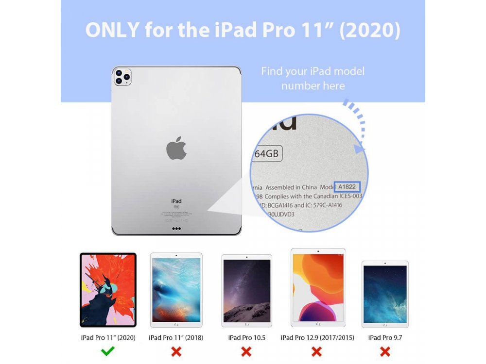 ESR Yippee iPad Pro 2021 / 2020 / 2018 11" Trifold Θήκη με Μαγνητικό κλιπ, Auto Sleep/Wake, Stand, Hard Back Cover, Rose Gold