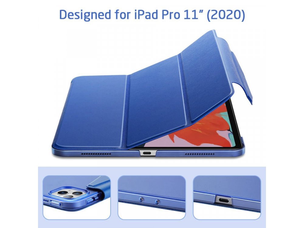 ESR Yippee iPad Pro 2021 / 2020 / 2018 11" Trifold Θήκη με Μαγνητικό κλιπ, Auto Sleep/Wake, Stand, Hard Back Cover, Rose Gold