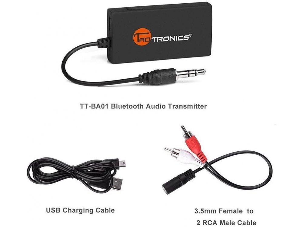 TaoTronics TT-BA01 Bluetooth Transmitter, 3.5mm AUX Wireless Audio Adapter
