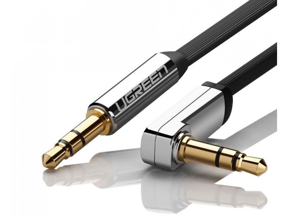 Ugreen AUX Cable 3ft. Flat, Stereo Angled (90°) 3.5mm - 10597