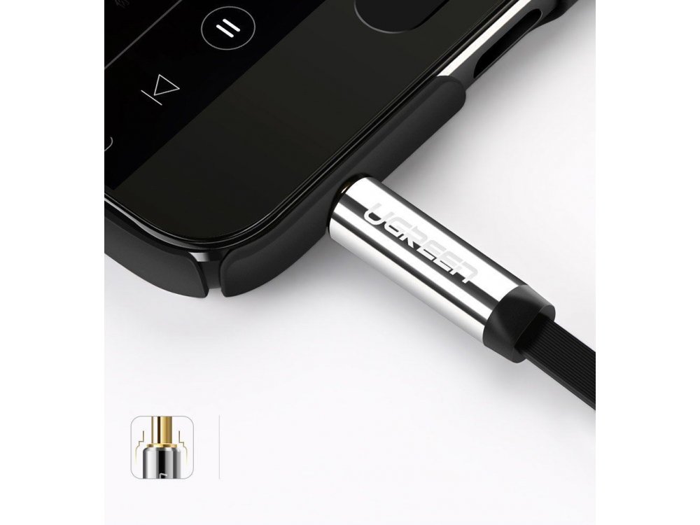 Ugreen AUX Cable 3ft. Flat, Stereo Angled (90°) 3.5mm - 10597
