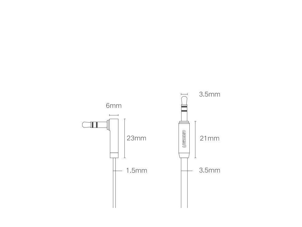 Ugreen Καλώδιο AUX 2μ. Flat, Stereo Γωνιακό (90°) 3.5mm - 10599