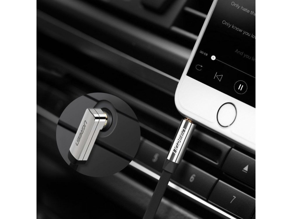 Ugreen Καλώδιο AUX 3μ. Flat, Stereo Γωνιακό (90°) 3.5mm - 10728