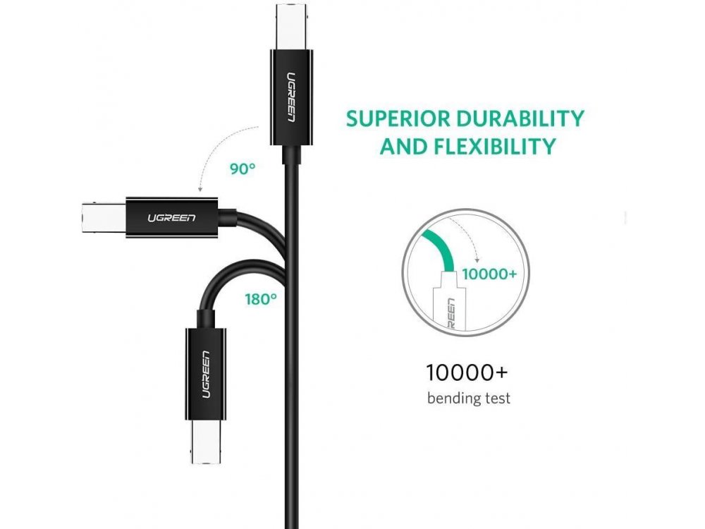 Ugreen USB-C to USB-B Printer / Scanner  Cable 2m - 50446, Black