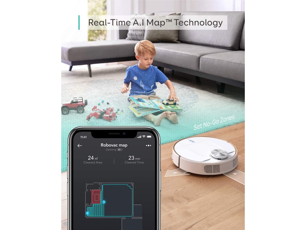 Anker Eufy RoboVac L70 Hybrid Robot Vacuum με WiFi - 2200Pa, iPath Laser Navi, Self-Docking - T2190G21