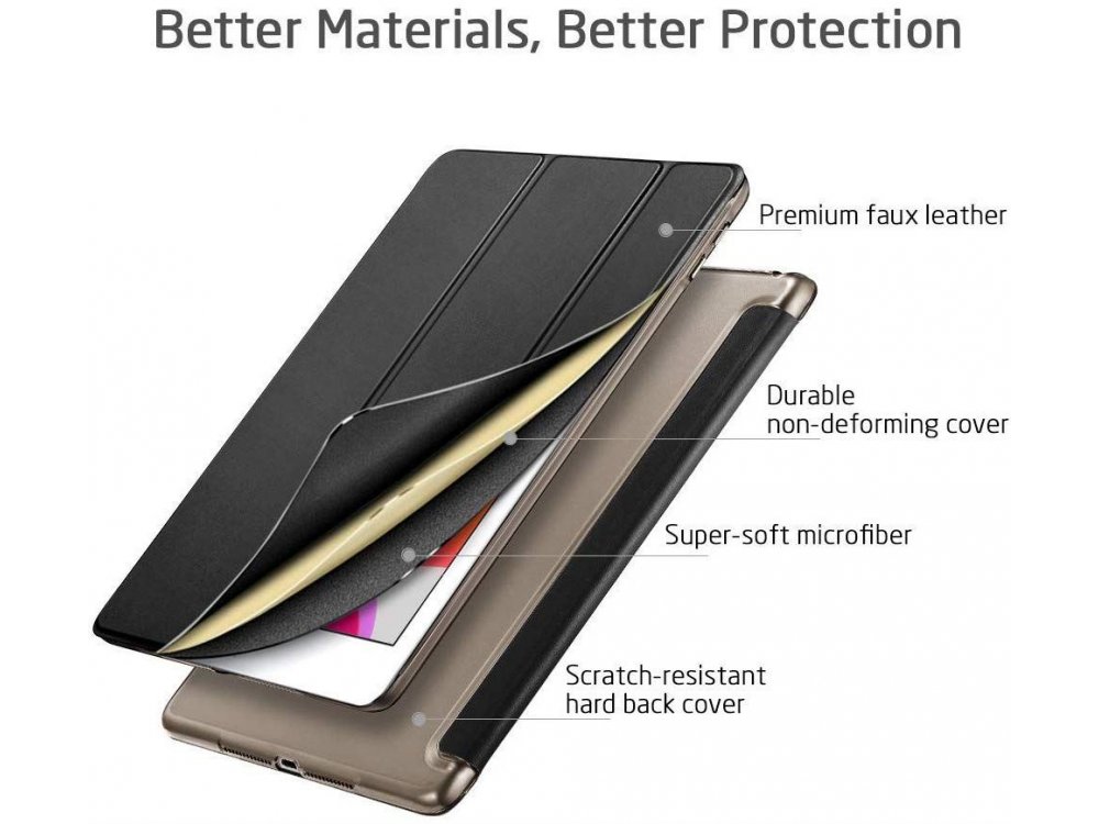 ESR Yippee iPad 8th Gen 2020 / 7th Gen 2019 10.2" Trifold Θήκη με Auto Sleep/Wake, Stand, Hard Back Cover, Rose Gold