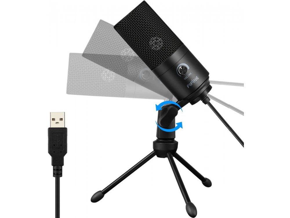 FIFINE K669B Πυκνωτικό Μικρόφωνο USB με Volume Dial για Vocal Recording, Sreaming, Podcast κλπ