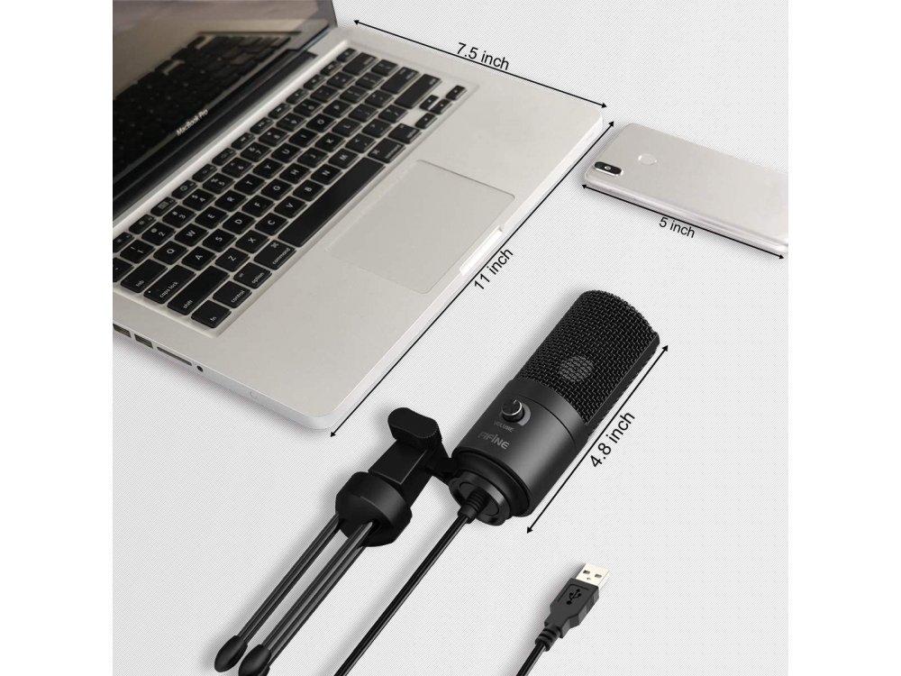 FIFINE K669B Πυκνωτικό Μικρόφωνο USB με Volume Dial για Vocal Recording, Sreaming, Podcast κλπ