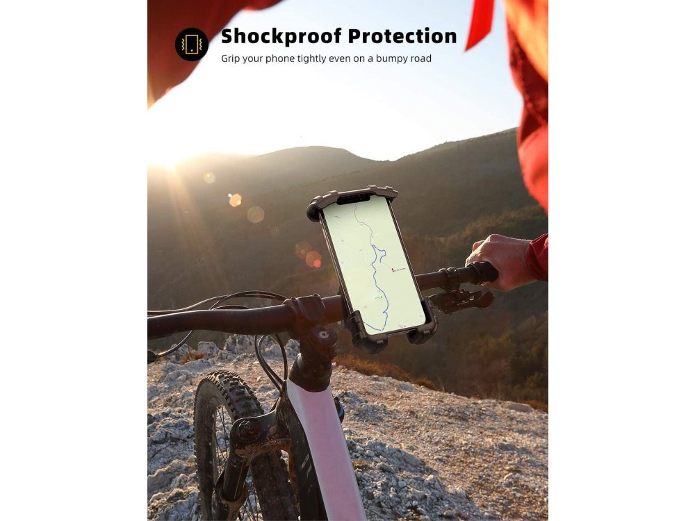 Lamicall BM02 Βάση Smartphone Ποδηλάτου, Ρυθμιζόμενη Shockproof, Μαύρη