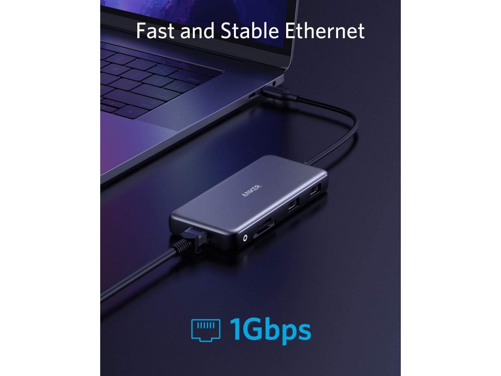 Anker PowerExpand 8-in-1 USB-C Data Hub HDMI/4K@60Hz + LAN + USB3.1*2 + SD/Micro SD Card reader + 100W PD Charging - A83830A1