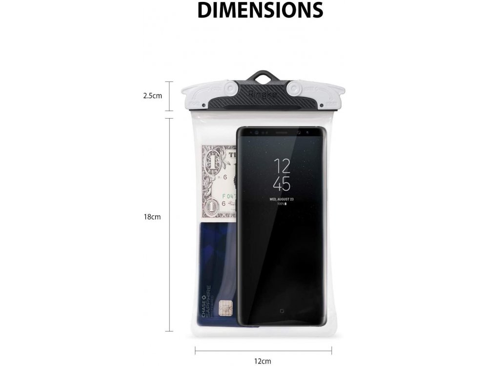 Ringke Waterproof Case for smartphones IPX8 Universal for devices up to 6", Γκρι/Μαύρη