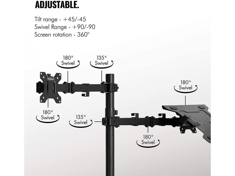 VonHaus Dual Arm Desk Mount with Clamp, Βάση για Οθόνη & Laptop 13”-32”, έως 12kg - 3000114