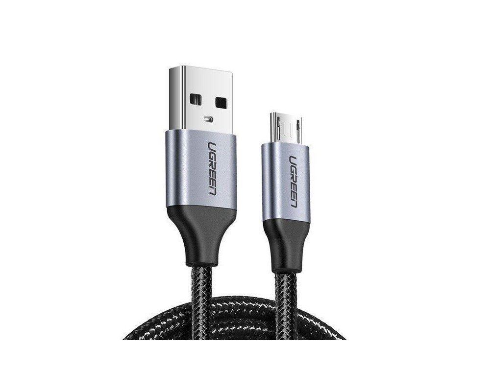 Ugreen Καλώδιο Micro USB 0,25μ. με Νάυλον Ύφανση, Μαύρο - 60144